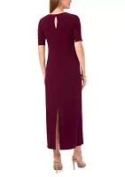 Women's Elbow Sleeve Solid Maxi Dress