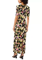 Women's Elbow Sleeve Floral Maxi Dress