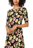 Women's Elbow Sleeve Floral Maxi Dress