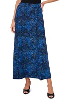 Women's Pull On Smudge Print Mesh Midi Skirt