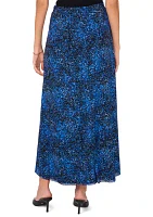 Women's Pull On Smudge Print Mesh Midi Skirt