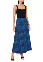 Women's Pull On Smudge Print Mesh Midi Skirt