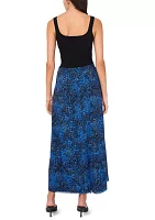 Women's Pull On Smudge Print Mesh Midi Skirt