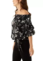 Women's Off the Shoulder Cha Sleeve Printed Blouse