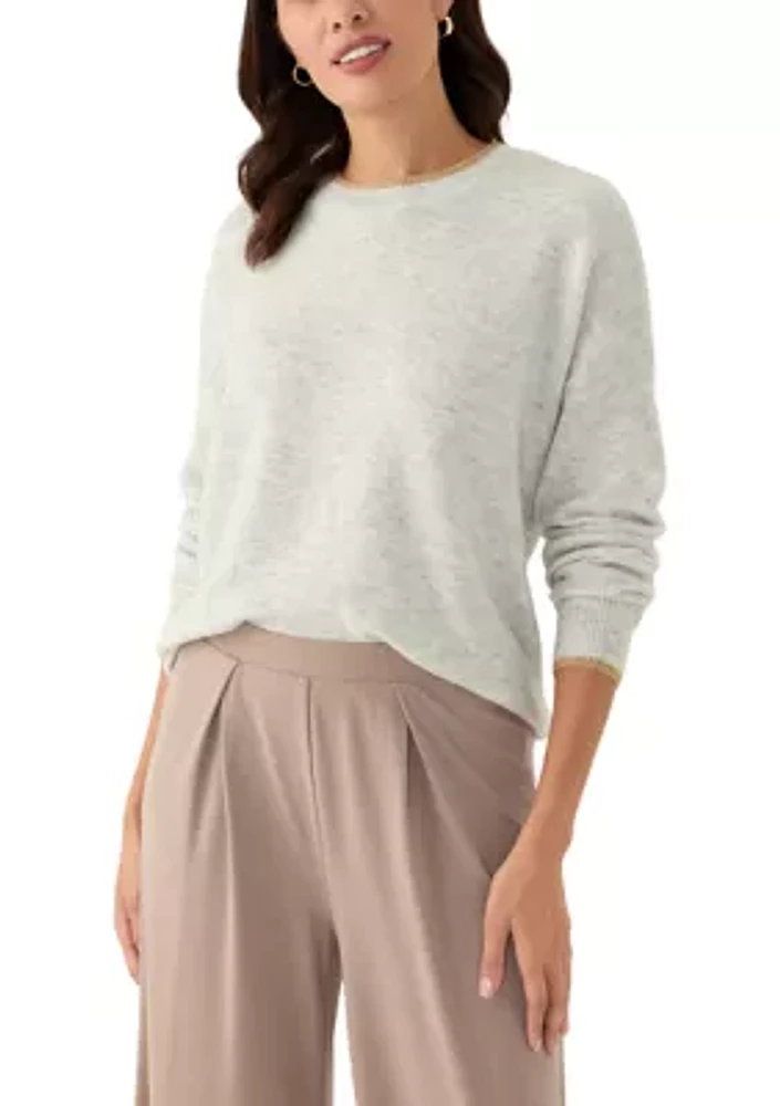 Women's Tipped Dolman Crew Neck Sweater