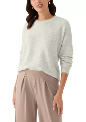 Women's Tipped Dolman Crew Neck Sweater