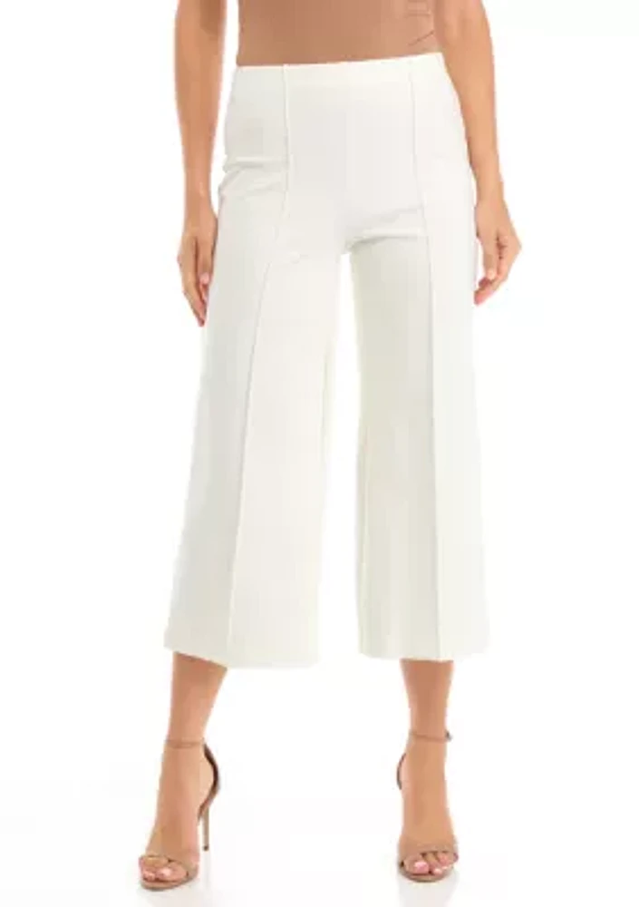 Women's Cropped Wide Leg Ponte Pants