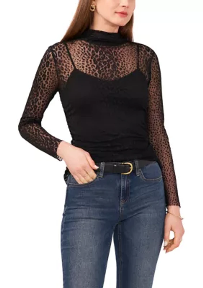 Women's Long Sleeve Mesh Knit Top