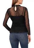 Women's Long Sleeve Mesh Knit Top