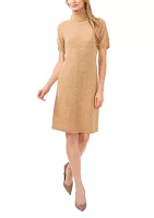 Women's Short Sleeve Turtleneck Sweater Dress