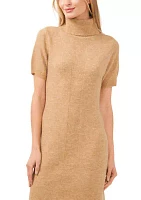 Women's Short Sleeve Turtleneck Sweater Dress