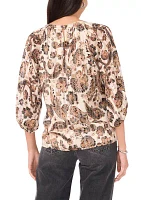 Women's Printed Button Front Blouse