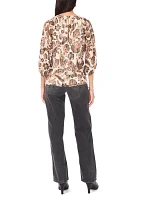 Women's Printed Button Front Blouse