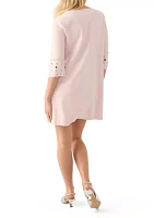 Women's Elbow Sleeve Vegan Suede Shift Dress