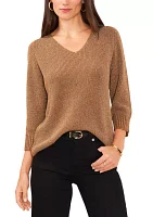 Women's Long Sleeve V-Neck Sequin Sweater