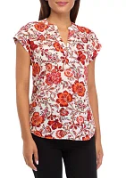 Women's Short Sleeve Floral Blouse