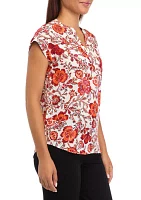 Women's Short Sleeve Floral Blouse