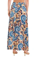 Women's Snail Print Challis Midi Skirt