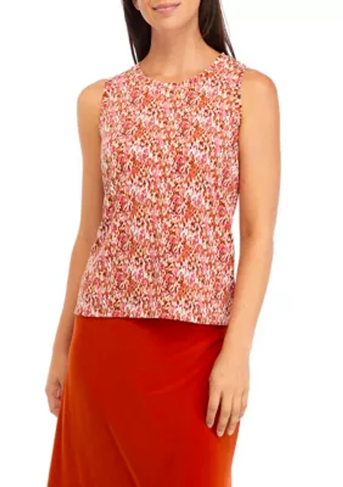 Women's Sleeveless Keyhole Back Printed Top