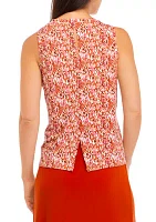 Women's Sleeveless Keyhole Back Printed Top