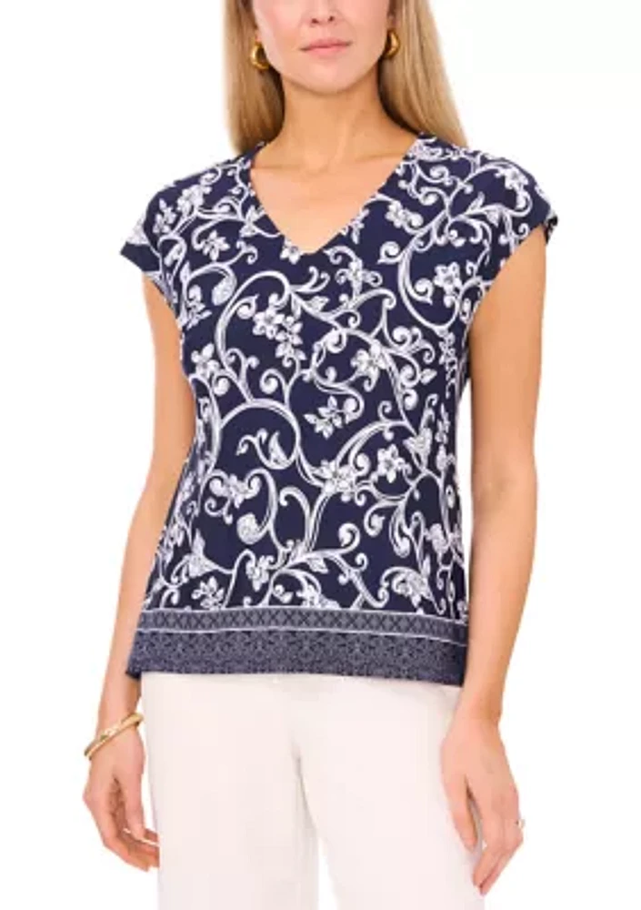 Women's Floral Printed V-Neck Top