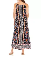 Women's Sleeveless Border Print Halter Dress