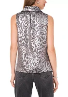 Women's Sleeveless Satin Cowl Neck Blouse