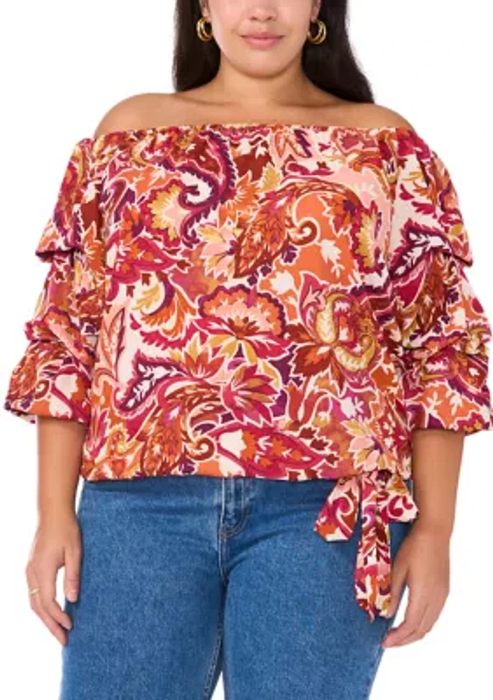 Plus Off the Shoulder Puff Sleeve Top