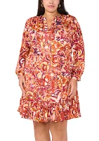 Plus Printed Woven Babydoll Dress