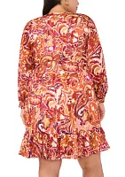 Plus Printed Woven Babydoll Dress