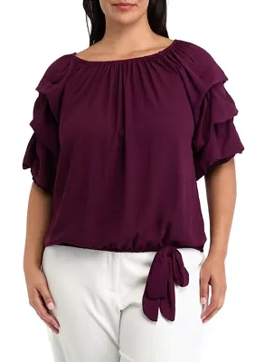 Plus Ruffle Tiered Sleeve Top