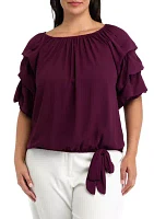 Plus Ruffle Tiered Sleeve Top