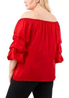 Plus Off the Shoulder Satin Blouse