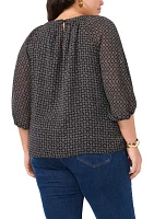 Plus Keyhole 3/4 Sleeve Blouse