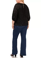 Plus Keyhole Sequin Blouse