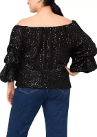 Plus Sequin Off the Shoulder Blouse