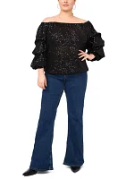 Plus Sequin Off the Shoulder Blouse