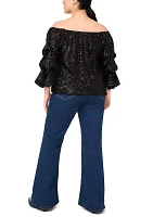 Plus Sequin Off the Shoulder Blouse