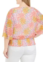 Plus Smock Waist Ditsy Top