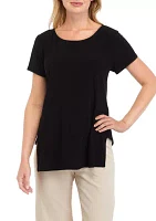 Women's Short Sleeve Step Hem Blouse