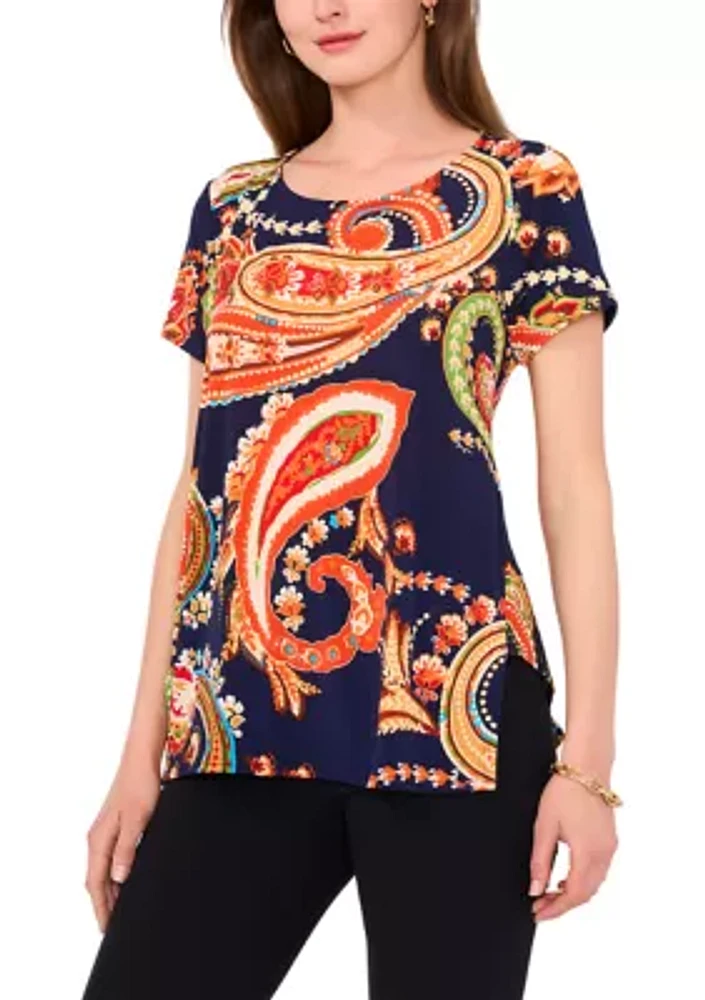 Women's Short Sleeve Step Hem Blouse