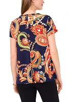 Women's Short Sleeve Step Hem Blouse