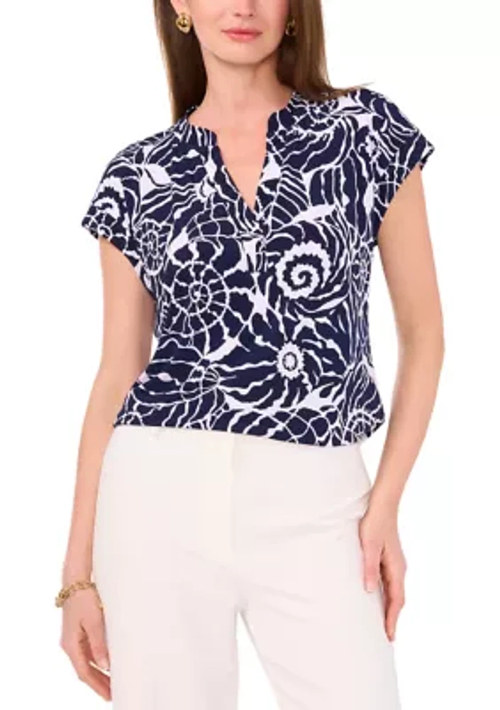 Women's Short Sleeve V-Neck Blouse