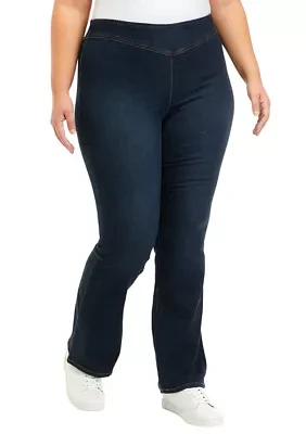 Curvy High Rise Pull On Flare Jeans