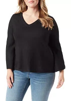 Plus Marietta V-Neck Bell Sleeve Sweater