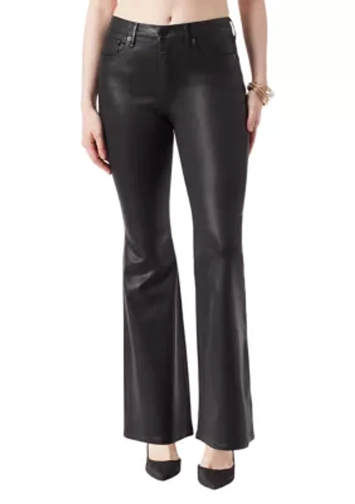 Faux Leather Charm Flare Pants