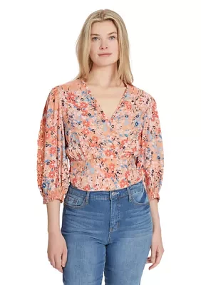 Patsy Printed Wrap Blouse