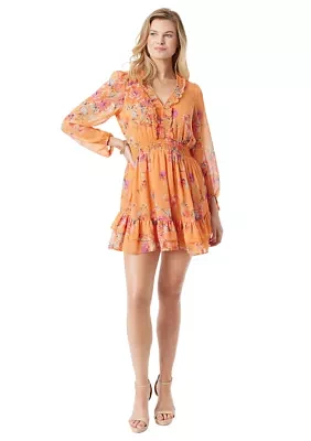 Women's Blouson Sleeve Floral Dress