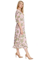 Brixley Puff Sleeve Floral Midi Dress