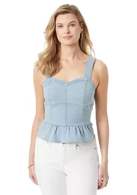 Denim Bustier Peplum Tank